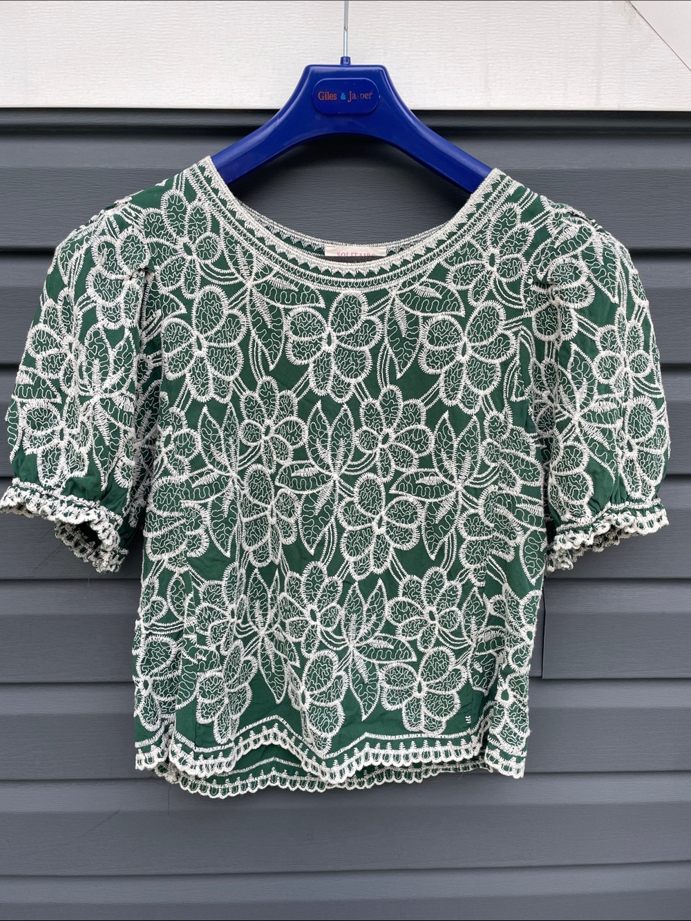 Solitaire Emerald Green Crop Top with White Lace Overlay